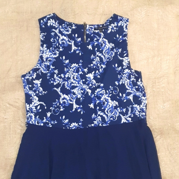 SIZE 16 Caroline Morgan Navy Blue Floral Dress - Picture 2 of 3